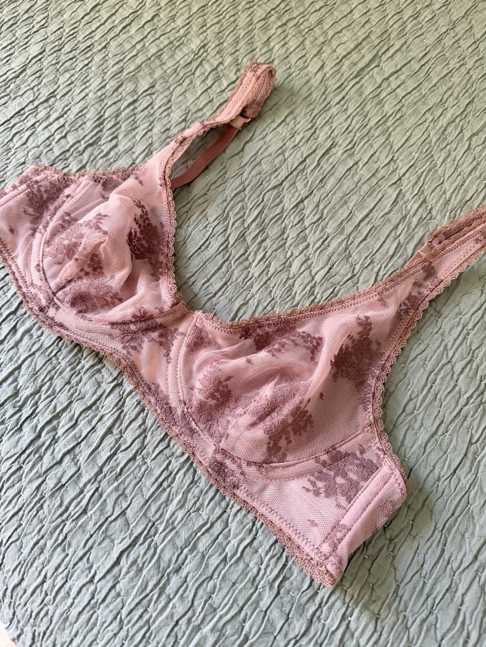 Intimately Free People Sheer Mesh Lace Underwire Bra Pink 34C NWOT
